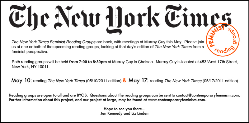 New York Times Feminist Reading groups at Murray Guy flyer